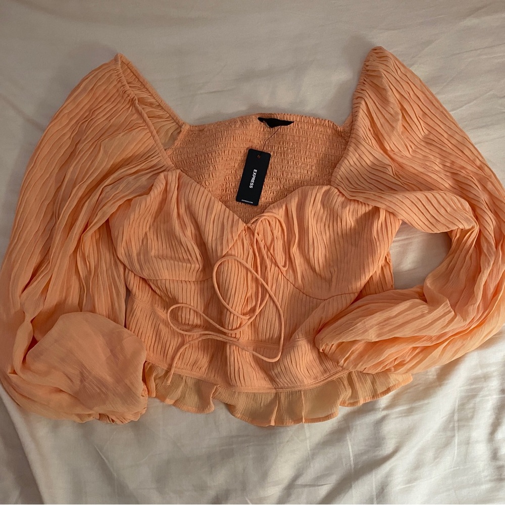 Express open neck peplum style top